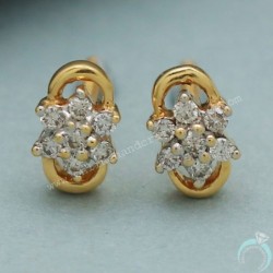 22 Carat Print Gold 0.6 Cm Stud Earring For Cousin Wife Bridal Shower Gift