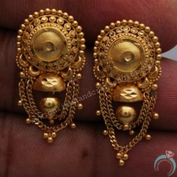 22 Karat Hallmark Golden Gold 3.3 Cm Stud Earring For Mom Halloween Gift