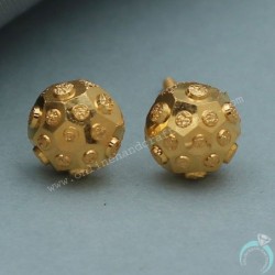 22 Karat Seal Sparkle Gold 0.7 Cm Stud Earring For Sister Valentine Day Gift