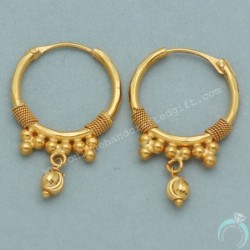 20K Stamp Actual Gold 2.3 Cm Hoop Earring For Niece Baby Shower Gift