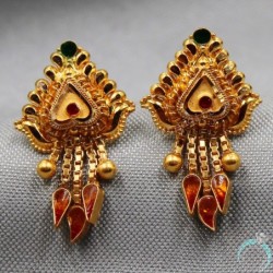 22Cts Print Amazing Gold 2.3 Cm Stud Earring For Niece Bridal Shower Gift