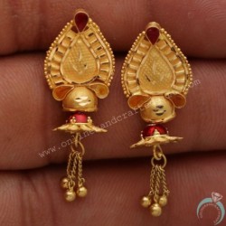 22 Carat Seal Gold 3.4 Cm Stud Earring For Mummy President Day Gift