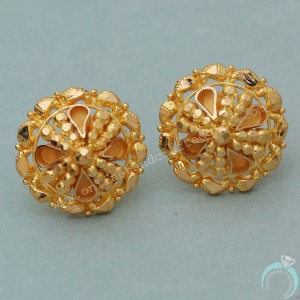 22Cts Hallmark Magnificent Gold 1.4 Cm Stud Earring For Mother Gift