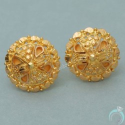 22 Carat Stamp Gold 1.4 Cm Stud Earring For Business Women Wedding Gift