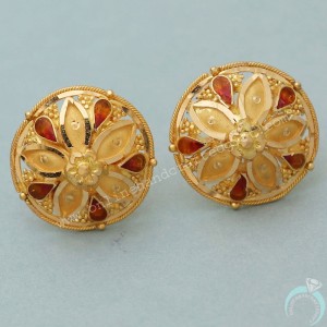 22Cts Stamp Highest Gold 1.4 Cm Stud Earring For Half Aunts Baby Shower Gift