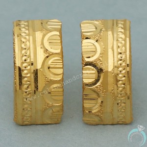 22 Karat Stamp Shining Gold 1.3 Cm Stud Earring For Daughter Christmas Gift