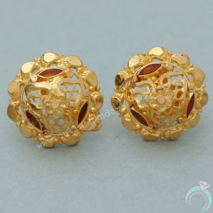 22Cts Seal Sparkle Gold 1.3 Cm Stud Earring For Daughter Gift