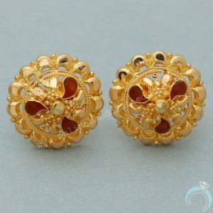 22K Hallmark Shiny Gold 1.3 Cm Stud Earring For Daughter Eid Al-Fitr Gift