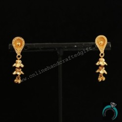22cts Print Solid Gold 5.5cm Dangle Earrings Aunts Antique Style Jewelry