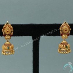 22Cts Hallmark Indian Gold 3.3 Cm Stud Earring For Female Halloween Gift