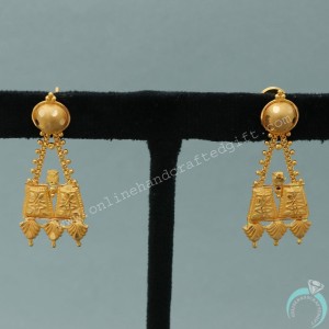 22K Seal Authentic  Gold 4.4 Cm Stud Earring For Women Housewarming Gift
