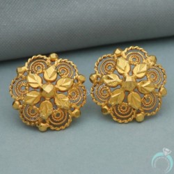 20 Carat Stamp Pure Gold 1.7 Cm Stud Earring For Mother Wedding Gift